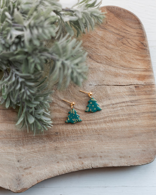 Holiday - Tiny Printed Christmas Tree Dangles